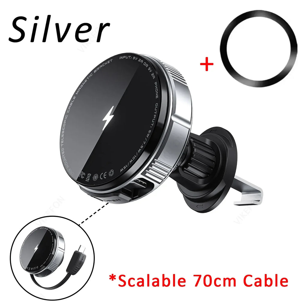 Ice Cooling Magnetic Wireless Car Charger Fast Charging Station for Magsafe Iphone 16 15 14 13 12 Pro Max Car Phone Holder Stand