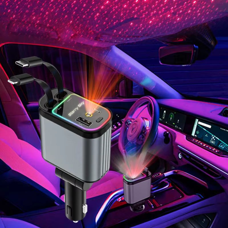 4 in 1 Car Charger with a star light LED feature