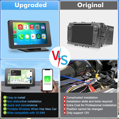 Upgraded Wireless CarPlay Screen for Android & iPhone - Premium Portable CarPlay Adapter for Enhanced In-Car Entertainment and Media Experience
