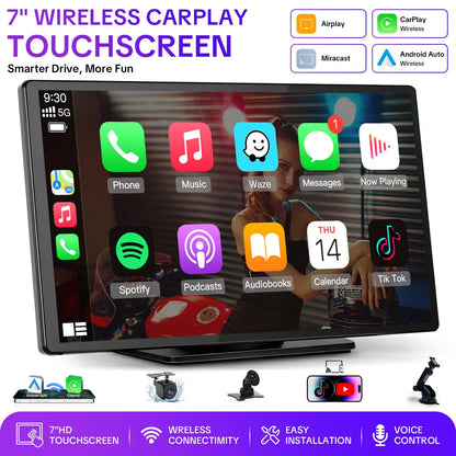 Upgraded Wireless CarPlay Screen for Android & iPhone - Premium Portable CarPlay Adapter for Enhanced In-Car Entertainment and Media Experience