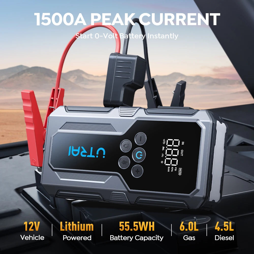 Car Jump Starter Power Bank Portable 150PSI Air Pump 