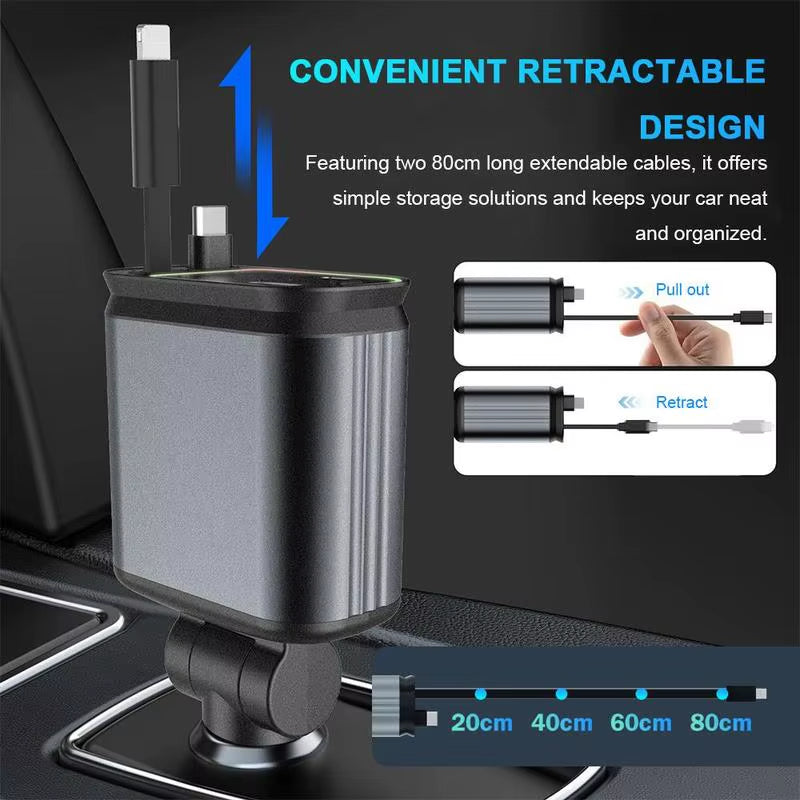 4 in 1 Car Charger with a star light LED feature