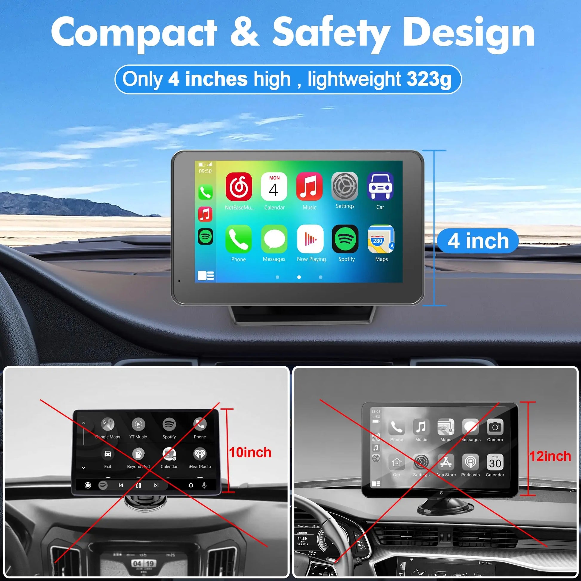 Upgraded Wireless CarPlay Screen for Android & iPhone - Premium Portable CarPlay Adapter for Enhanced In-Car Entertainment and Media Experience
