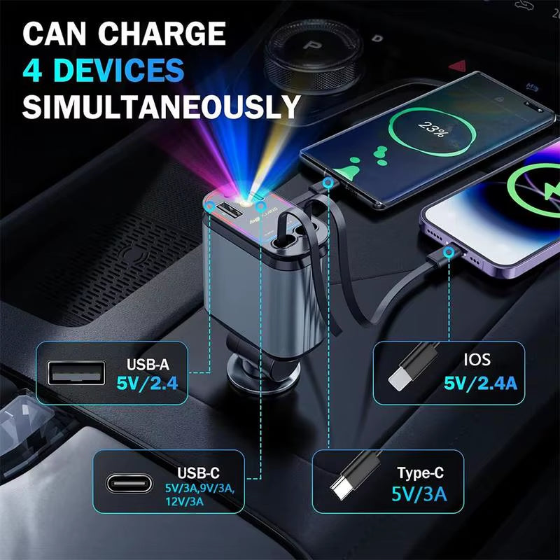 4 in 1 Car Charger with a star light LED feature
